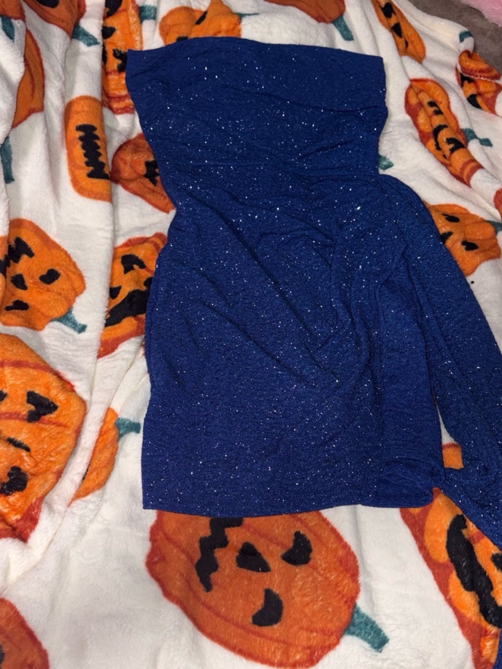 Windsor Sparkle Royal Blue Off-Shoulder Crop Top